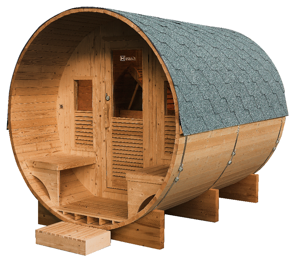 Sauna Gaïa Luna – Stor Utomhusbastu i Massiv Gran (6 personer)