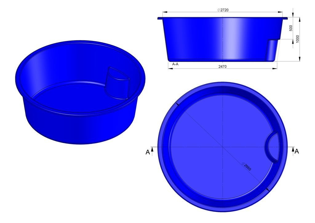 Glasfiberpool FILUS II 2,95m x 1,00m