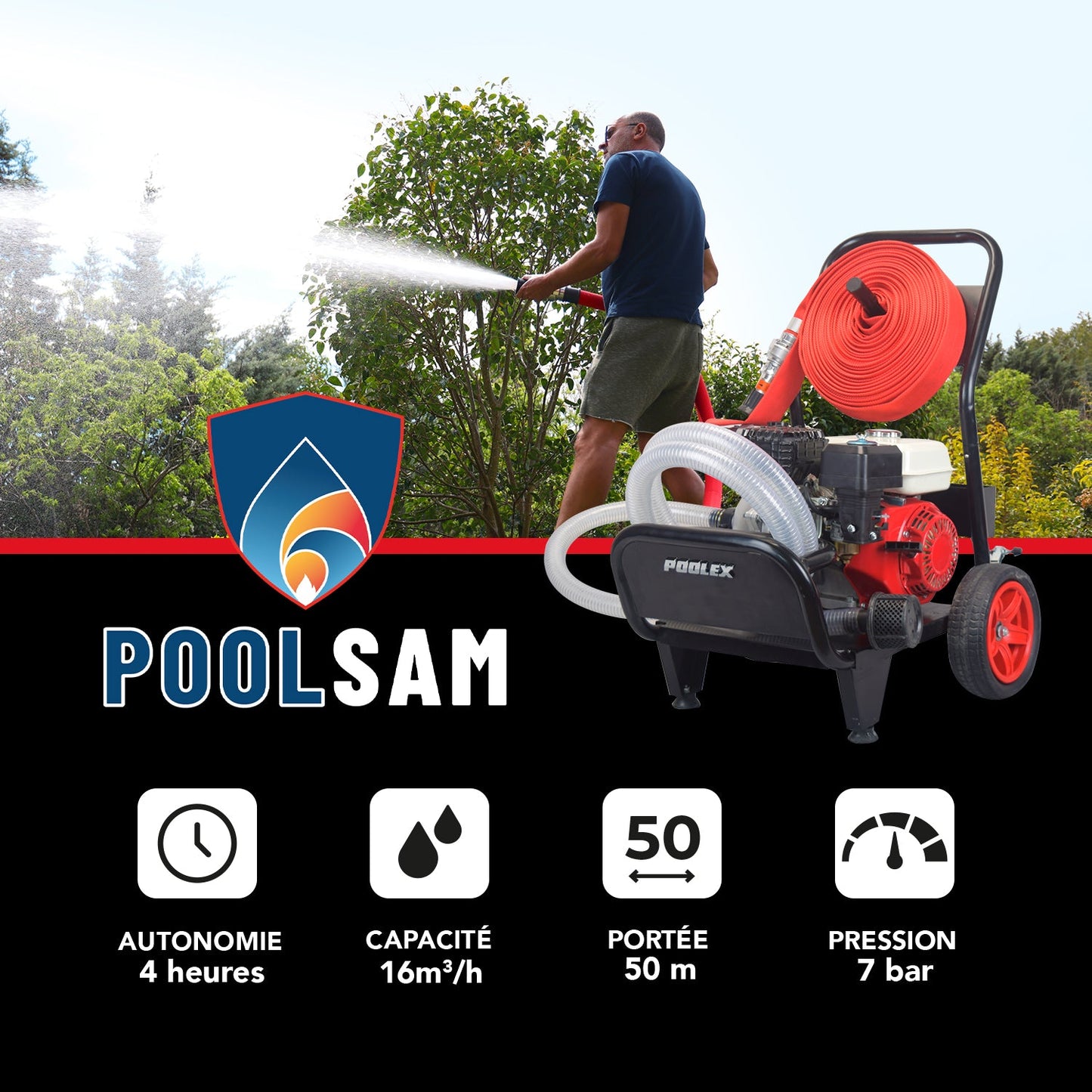 Poolex PoolSam – Brandförsvarspump med poolvatten