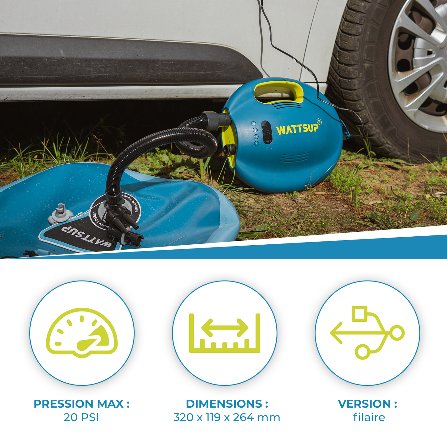 Swift Elektrisk SUP-pump 20 PSI – 12V bilanslutning