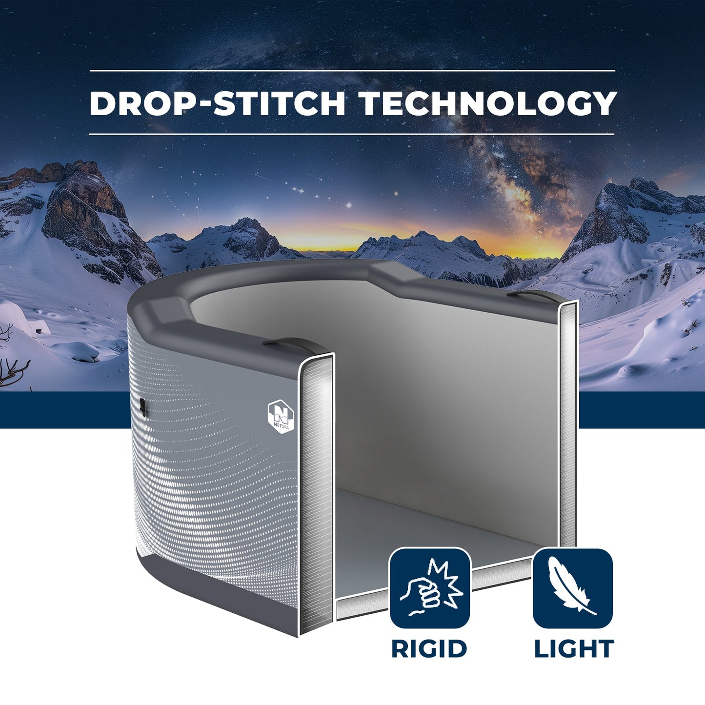 NetSpa Järvi Ice Bath – Drop-Stitch Isbad med Chiller-anslutning (utan Chiller)