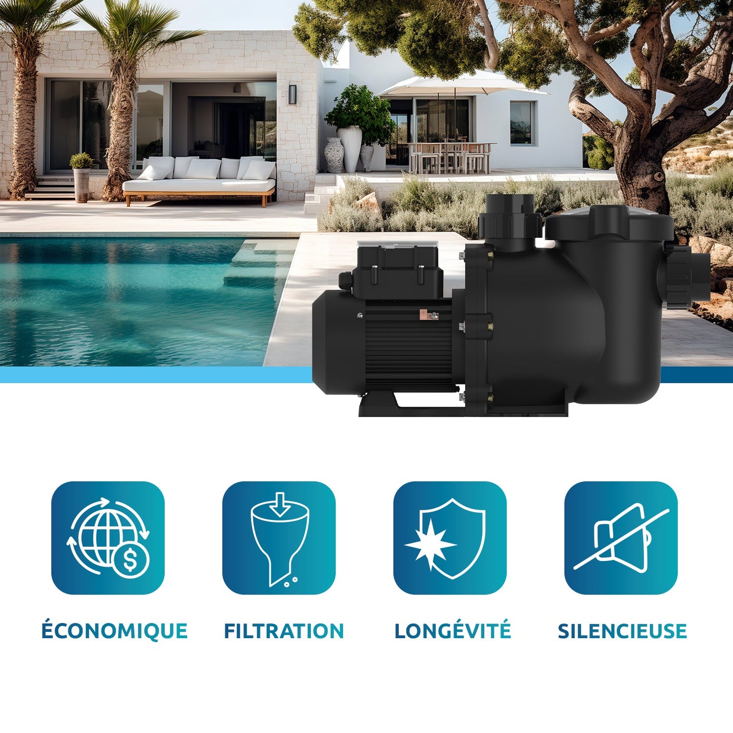 Poolex Multiline 1.5 HP – Variabel Hastighet Poolpump (3 lägen, energisnål)