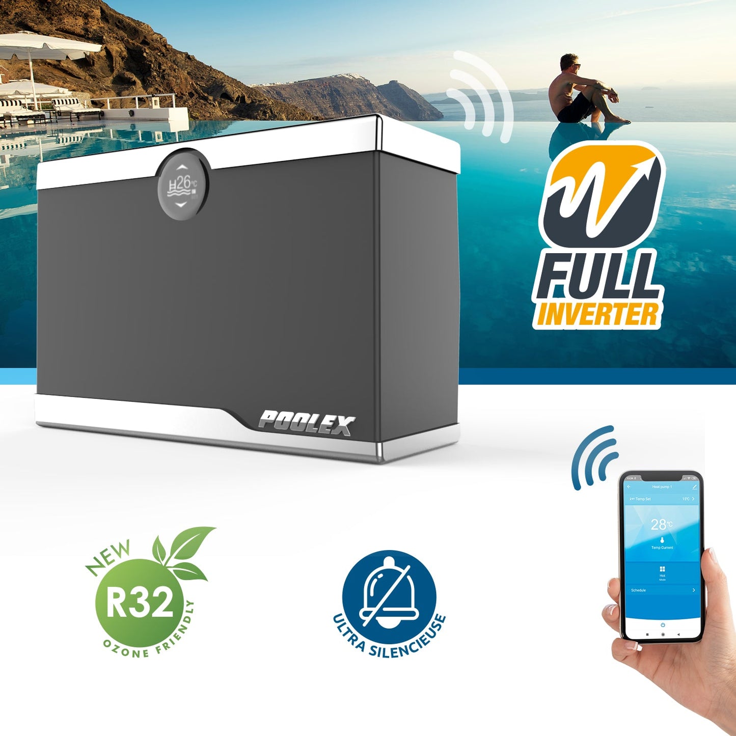 Poolex Silent Max – Ultra tyst Full Inverter poolvärmepump med WiFi