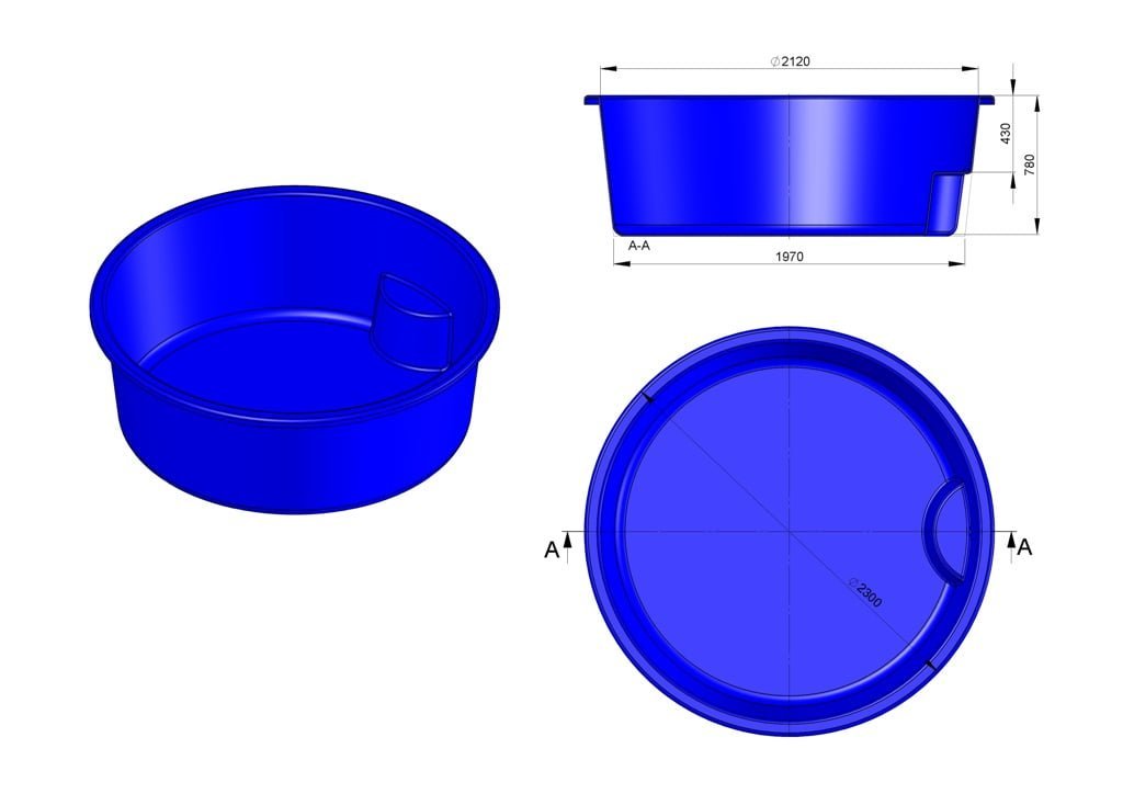 Glasfiberpool FILUS I 2,30m x 0,80m