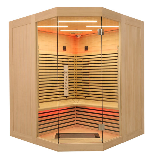 Holl’s Canopée Infraröd Bastu 3 Personer Hörnmodell – Triple Care Full Spectrum & Kromoterapi