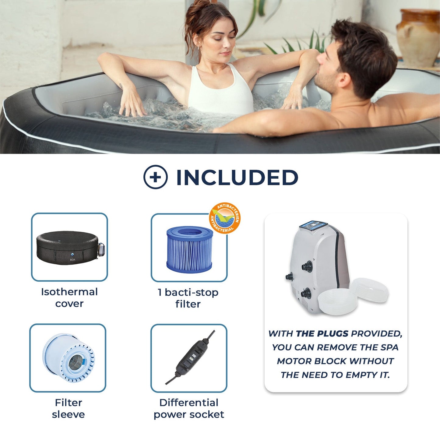 NetSpa Python 5–6 Personer Uppblåsbart Premium Spa – 185 cm