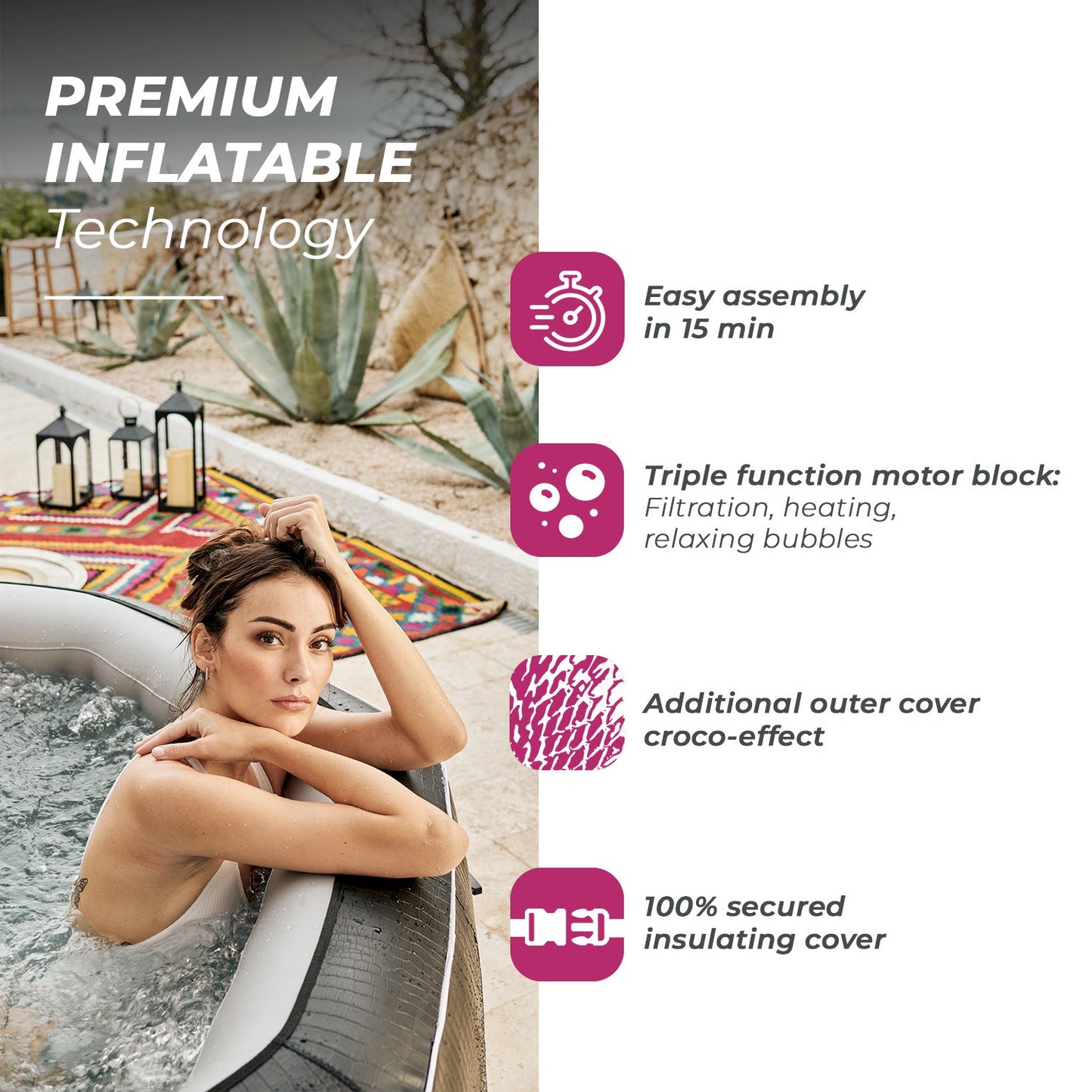 NetSpa Python 5–6 Personer Uppblåsbart Premium Spa – 185 cm