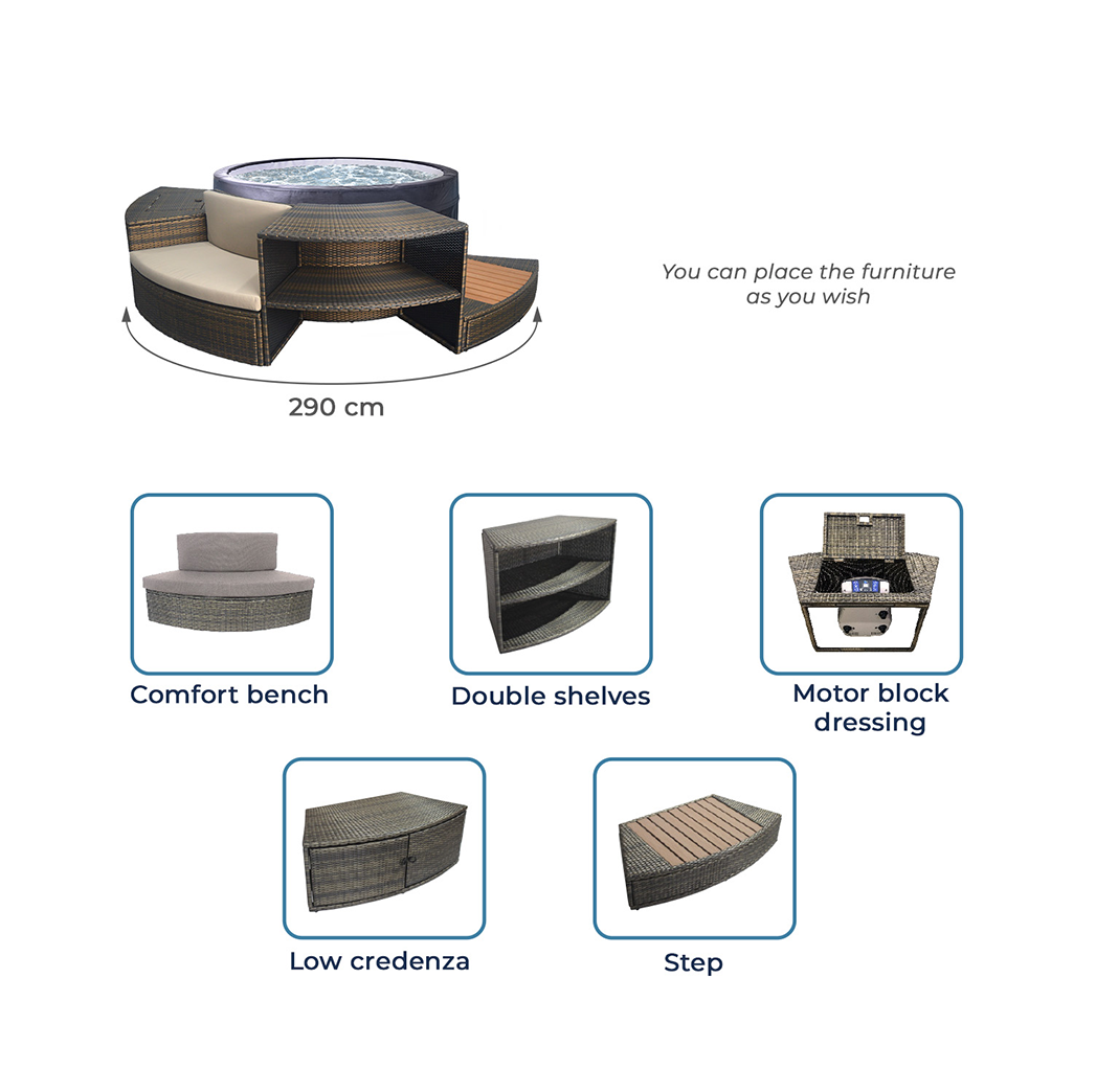 NetSpa Vita 4 Personer Semi-Rigid Spa med Möbler & Omramning