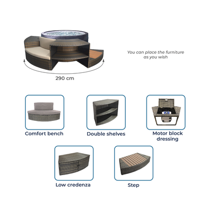 NetSpa Vita 4 Personer Semi-Rigid Spa med Möbler & Omramning
