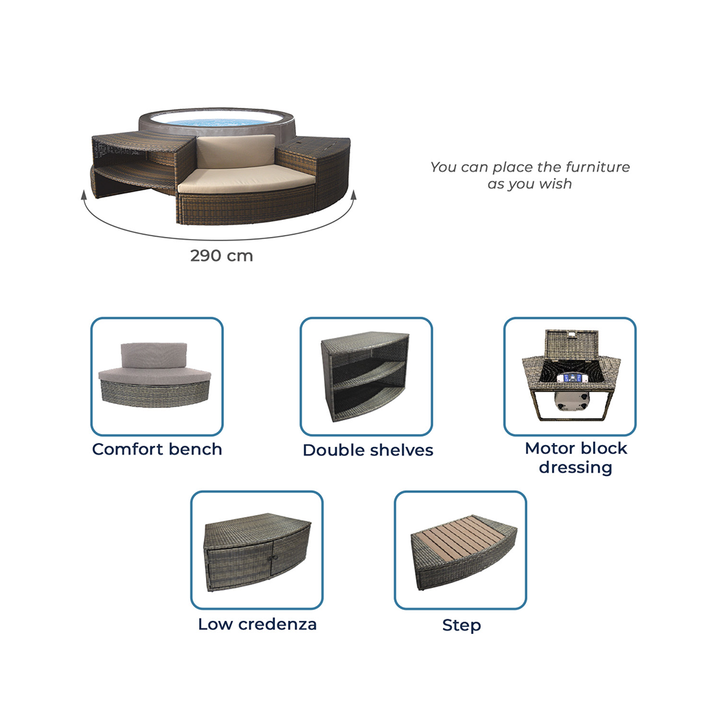 NetSpa Vita Premium 6 Personer Semi-Rigid Spa med Möbler