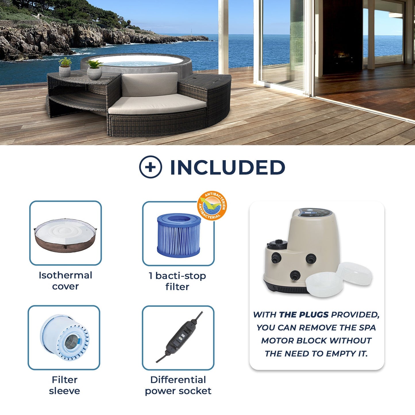 NetSpa Vita Premium 6 Personer Semi-Rigid Spa med Möbler