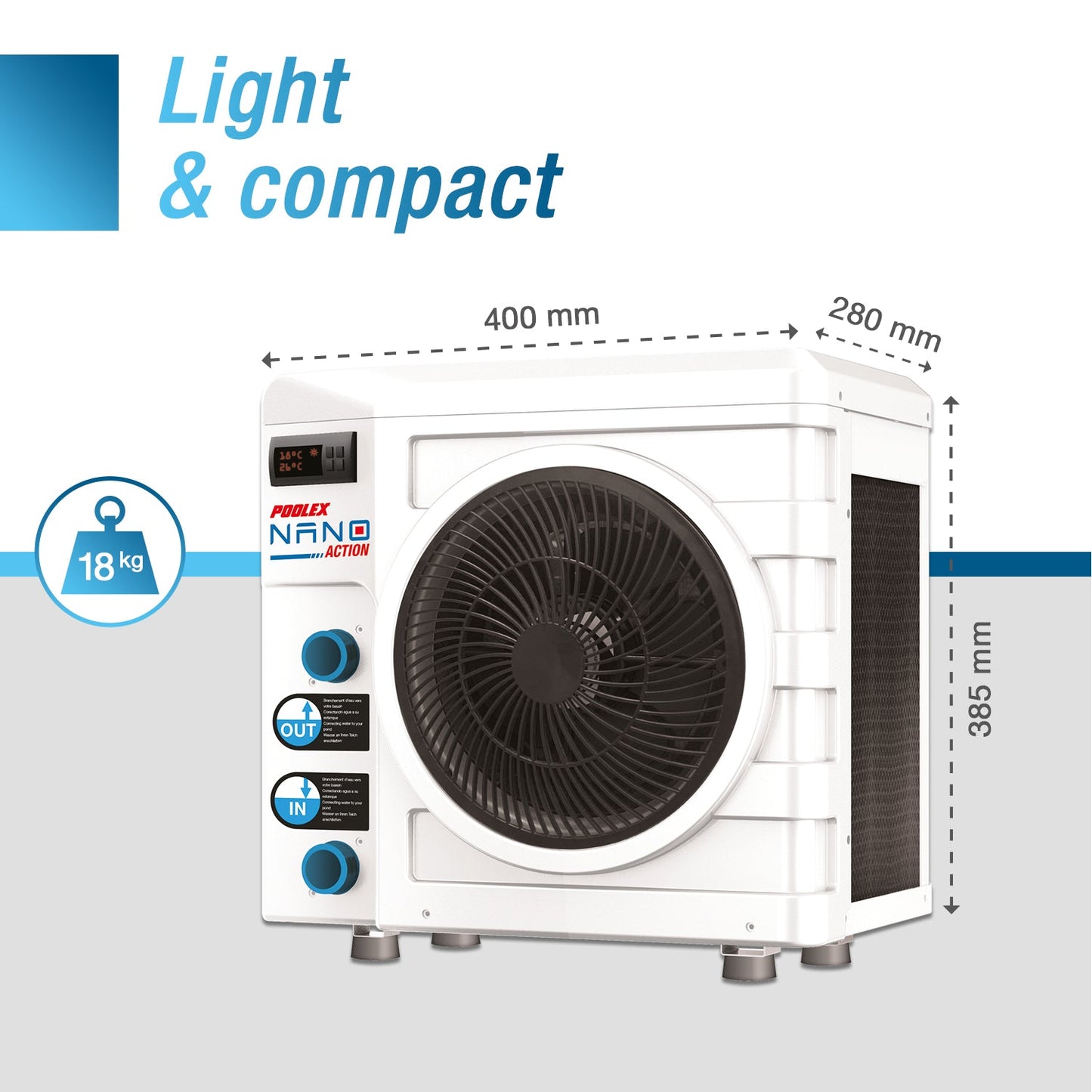 Poolex Nano Action 3 kW – Poolvärmepump för ovanmarkspool upp till 21 m³