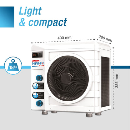 Poolex Nano Action 3 kW – Poolvärmepump för ovanmarkspool upp till 21 m³
