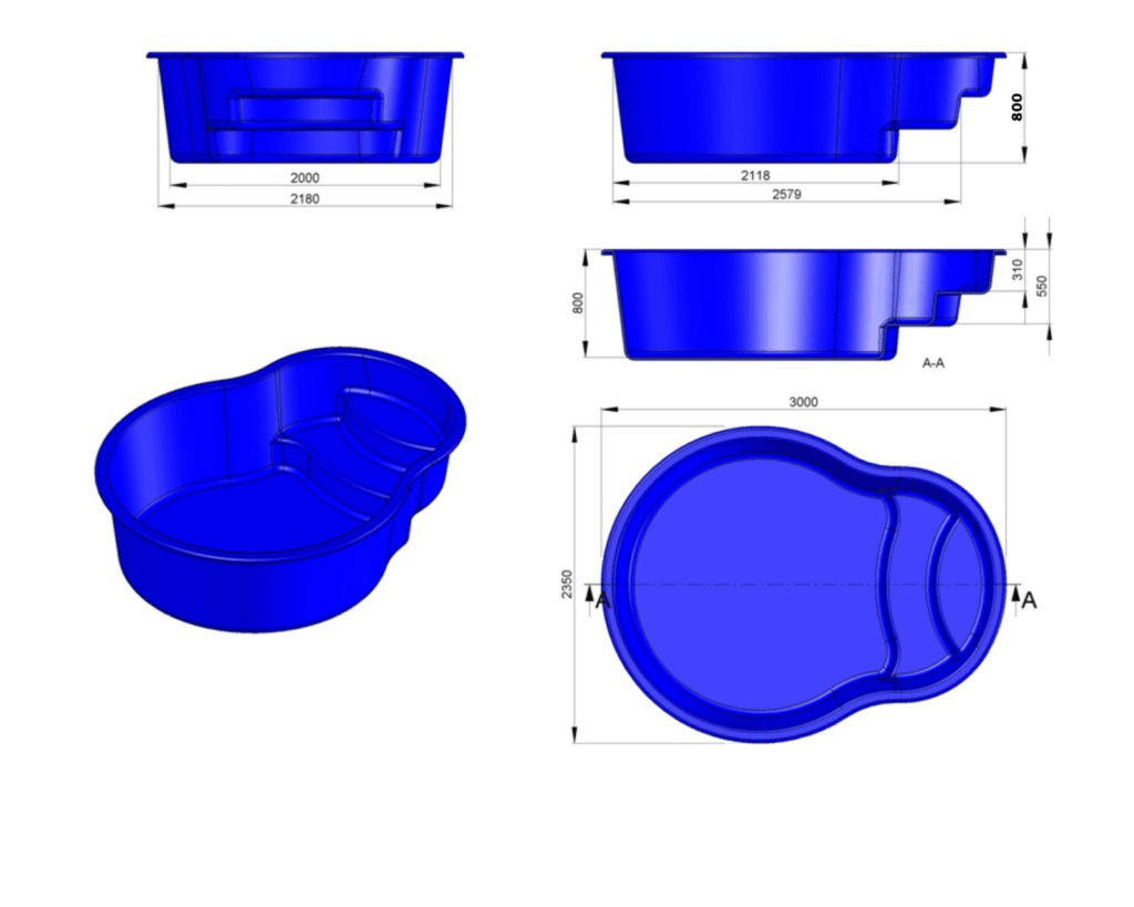 Glasfiberpool POLUS 3,00m x 2,35m x 0,80m