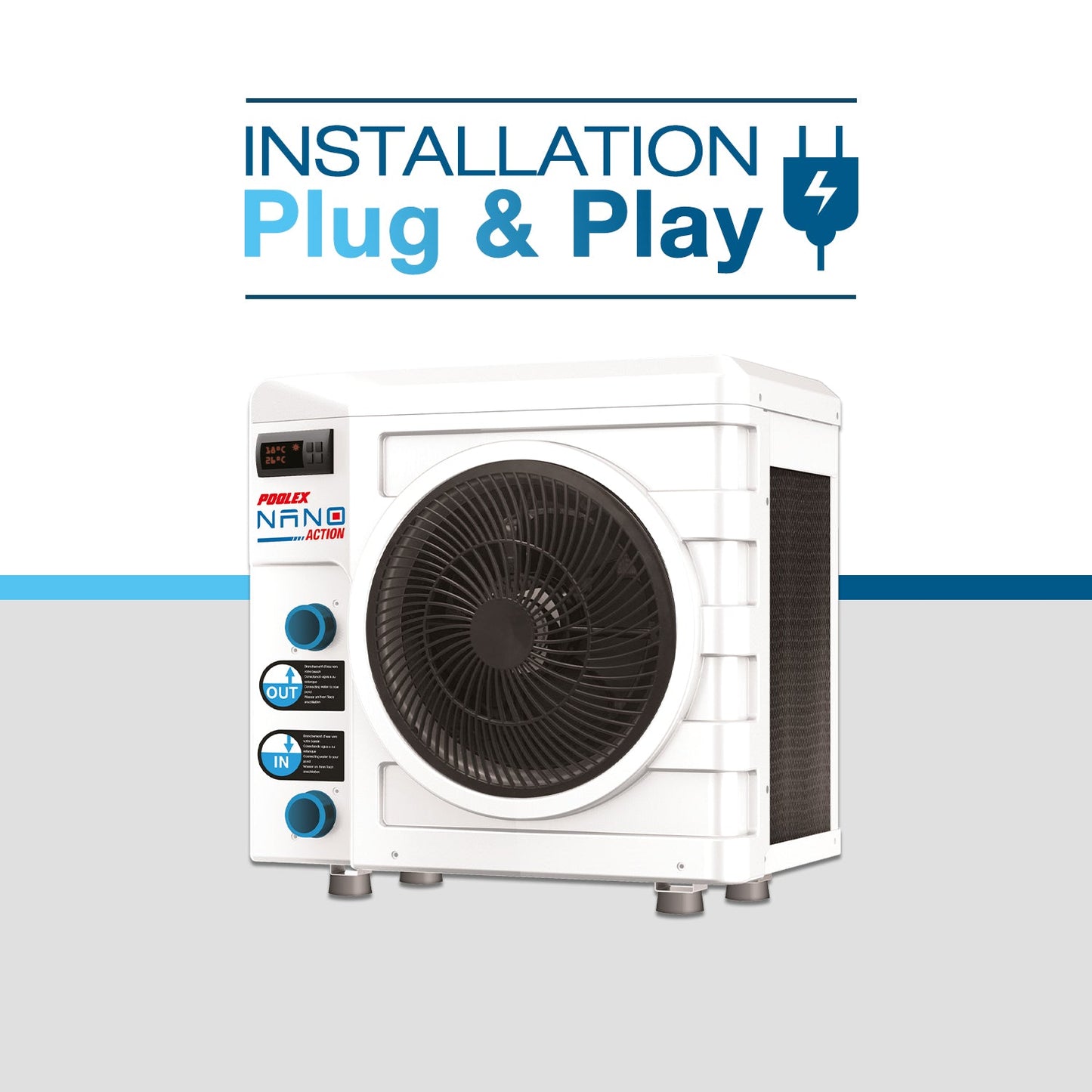 Poolex Nano Action 3 kW – Poolvärmepump för ovanmarkspool upp till 21 m³