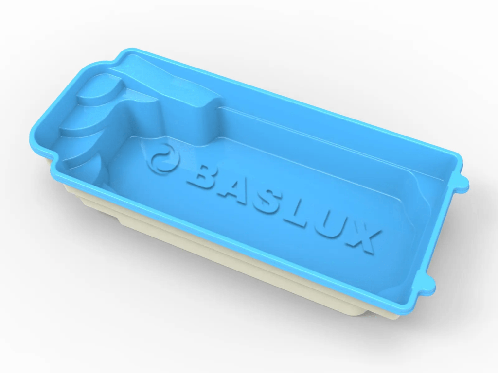 Glasfiberpool RODOS 8,00m x 3,70m x 1,55m