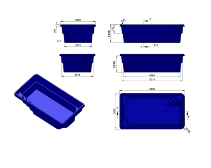 Glasfiberpool CYPR 5,40m x 3,00m x 1,50m