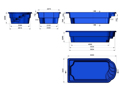 Glasfiberpool IBIZA II 6,00m x 3,00m x 1,40m